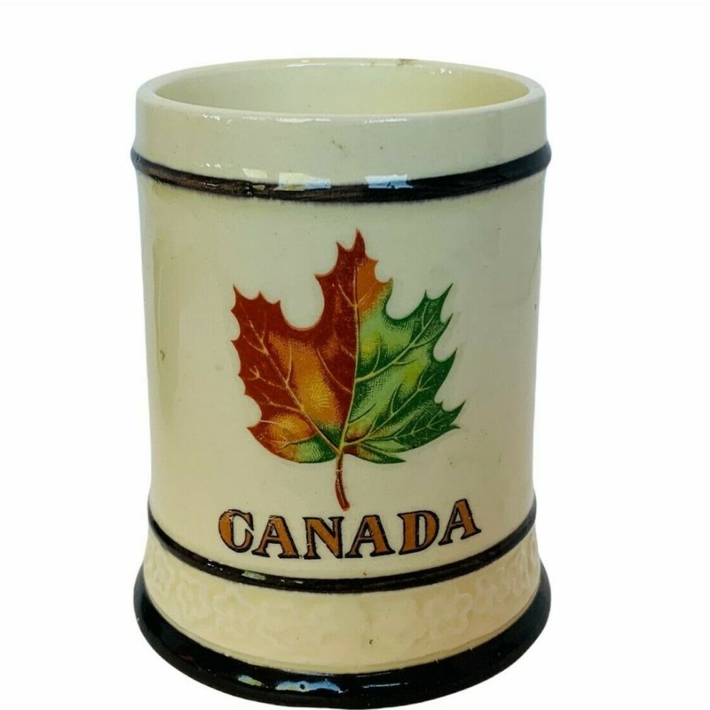 Canada Mug Coffee Cup Glass Vtg Quebec Mounties